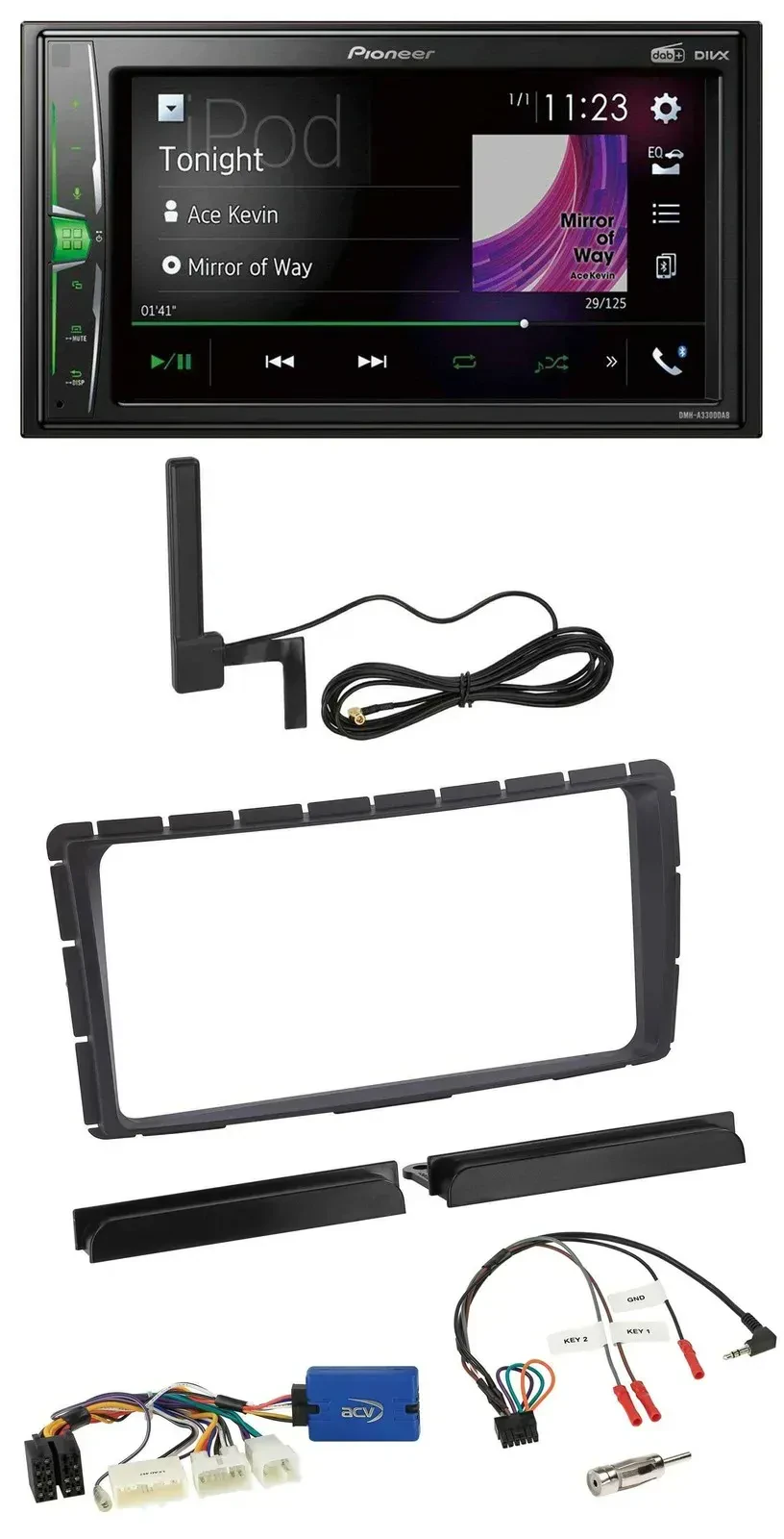 Автомагнитола для Toyota Hilux Pioneer 2DIN, Bluetooth, DAB, MP3, поддержка кнопок на руле, 28‑pin (с 2011)