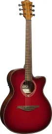 LAG T-Red - Tramontane Special Edition Red Auditorium Cutaway Acoustic-Electric