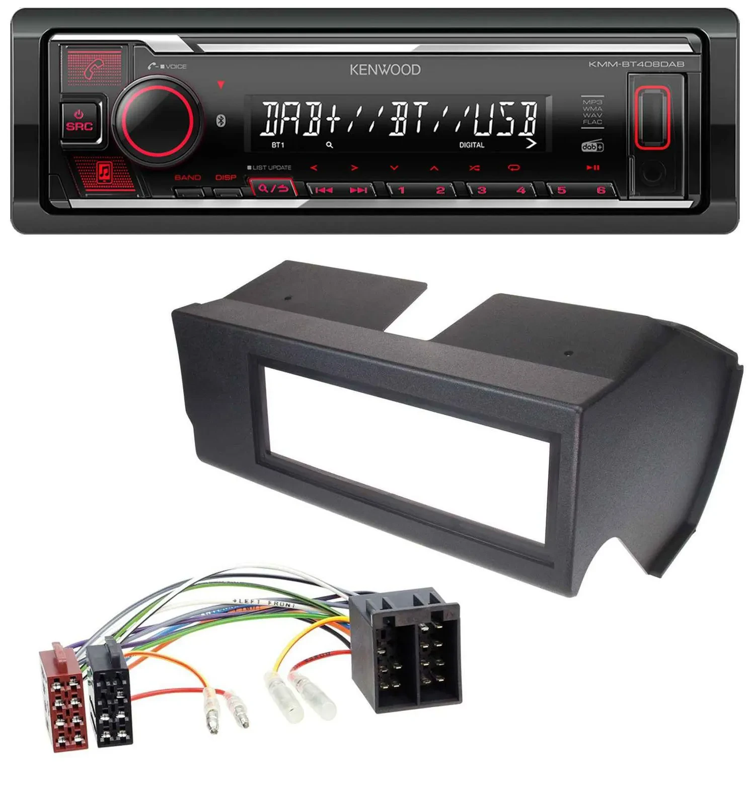 Kenwood MP3 Bluetooth USB DAB Autoradio für Fiat Panda (bis 2002) - schwarz