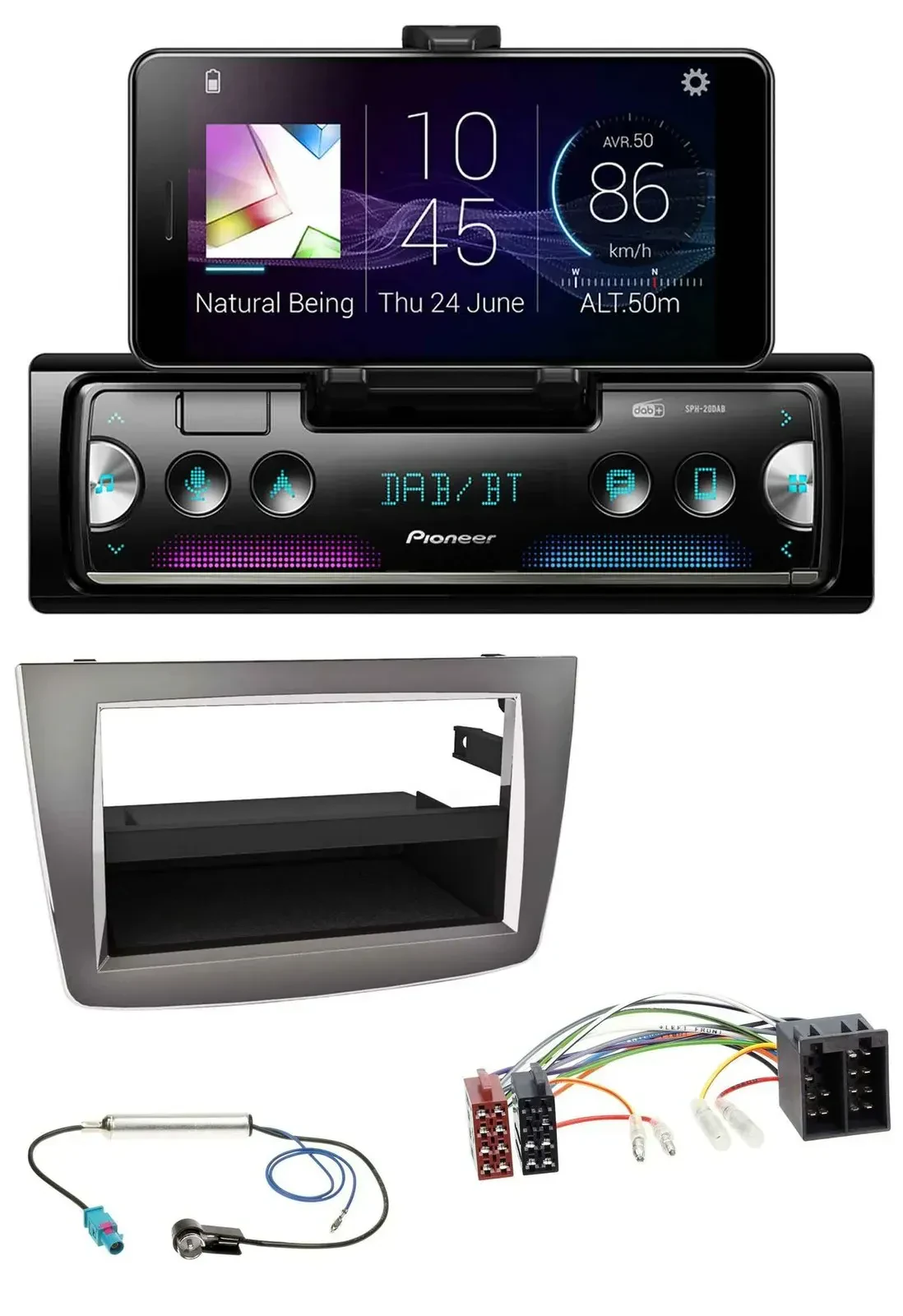 Автомагнитола для Alfa Romeo MiTo 955 (2008–2014) Pioneer USB, Bluetooth, DAB, ISO, тёмная