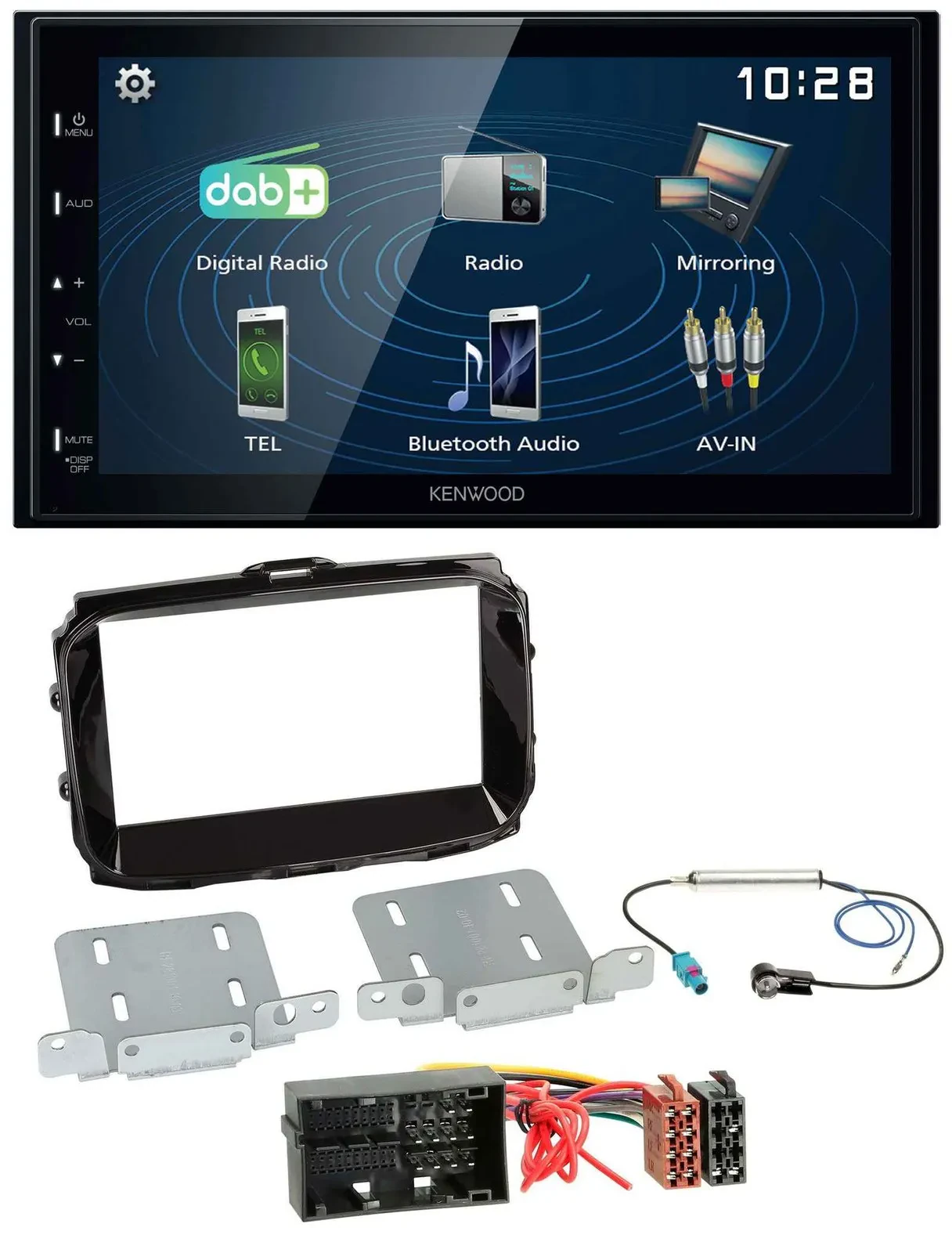 Автомагнитола для Alfa Romeo Giulietta (с 2013, 940, Facelift) Kenwood 2DIN, Bluetooth, MP3, USB, DAB