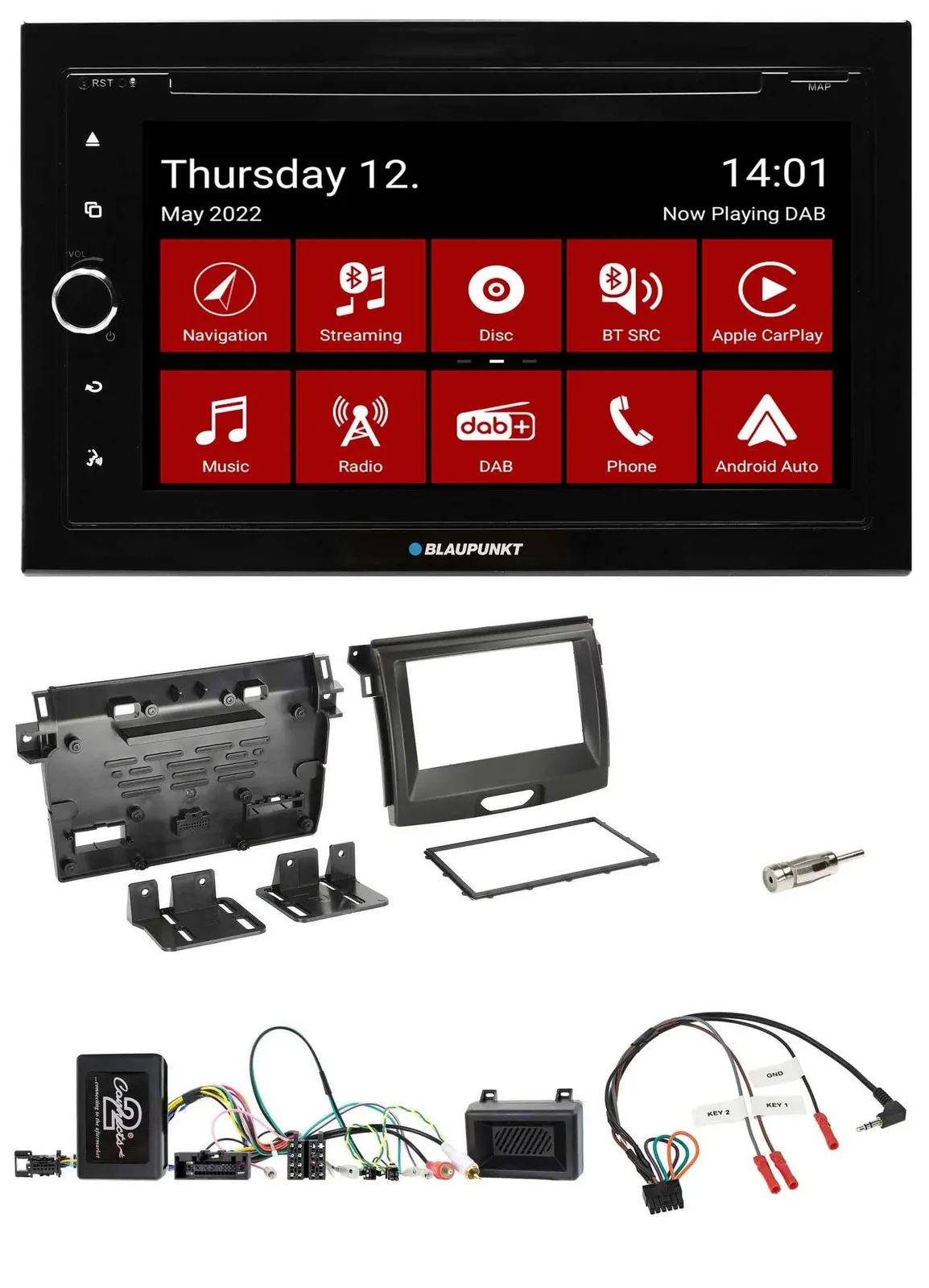 Blaupunkt Lenkrad DVD Bluetooth DAB 2DIN USB Autoradio für Ford Ranger 2AB ab 04