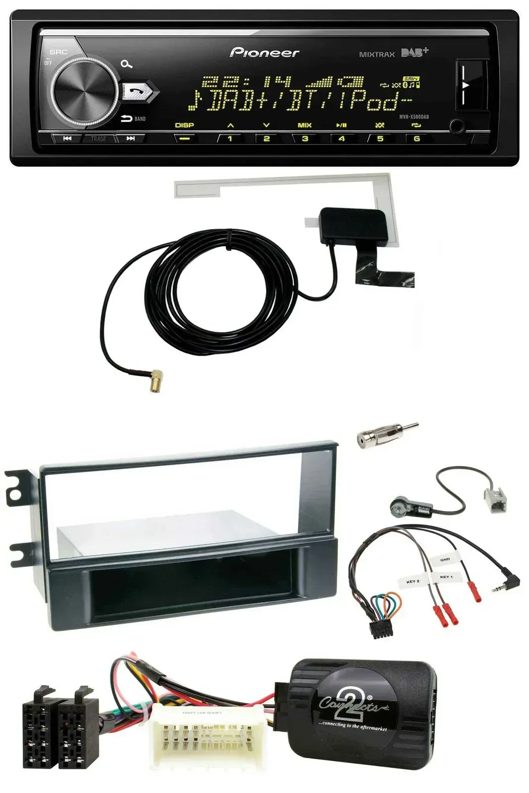 Автомагнитола Pioneer Bluetooth DAB USB с поддержкой кнопок на руле для Kia Sportage II (2008–2010)