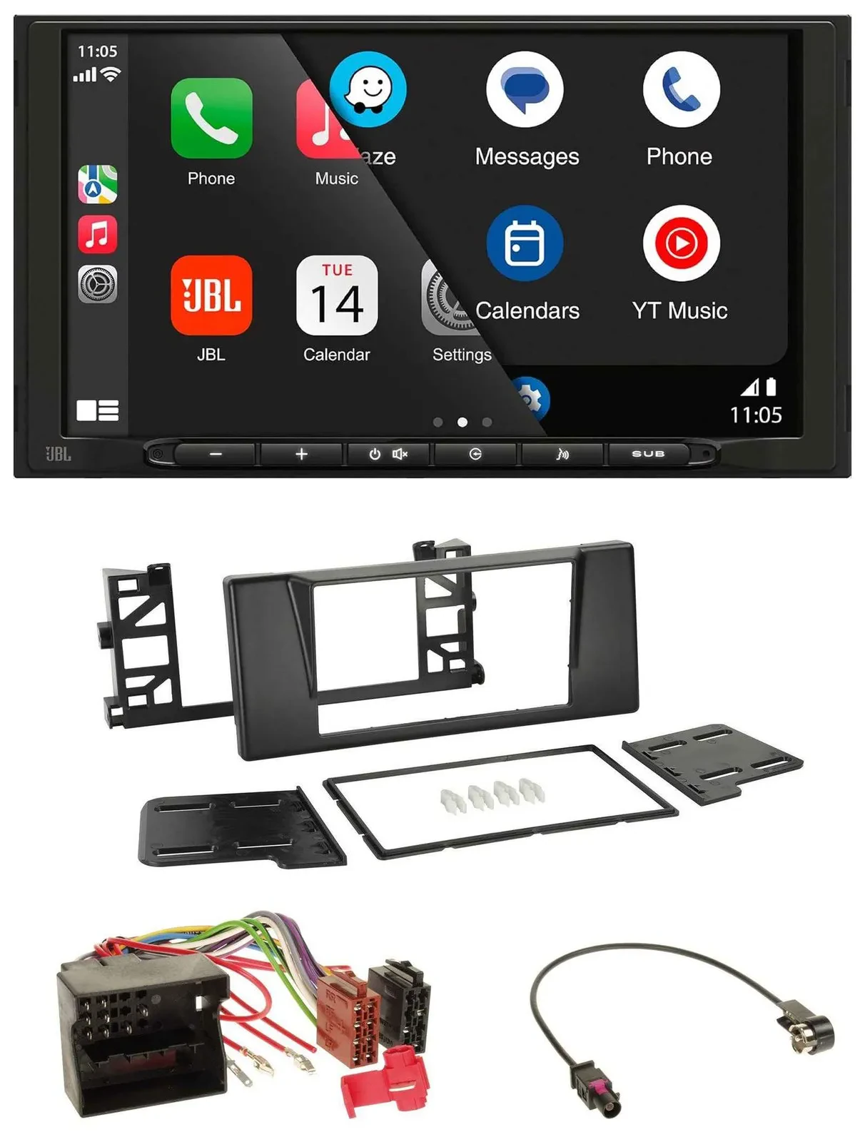 JBL USB 2DIN MP3 Bluetooth AUX Autoradio für BMW 5er E39 X5 Quadlock