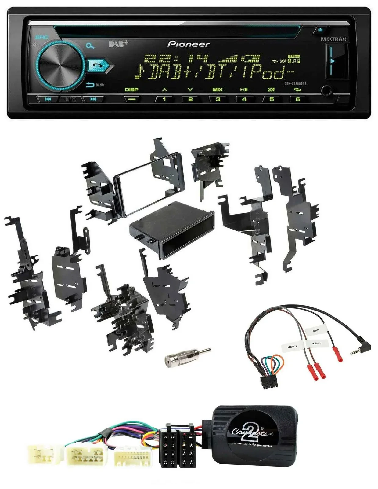 Автомагнитола Pioneer DAB, CD, USB, Bluetooth для Toyota RAV4 (2001–2005) с поддержкой кнопок на руле