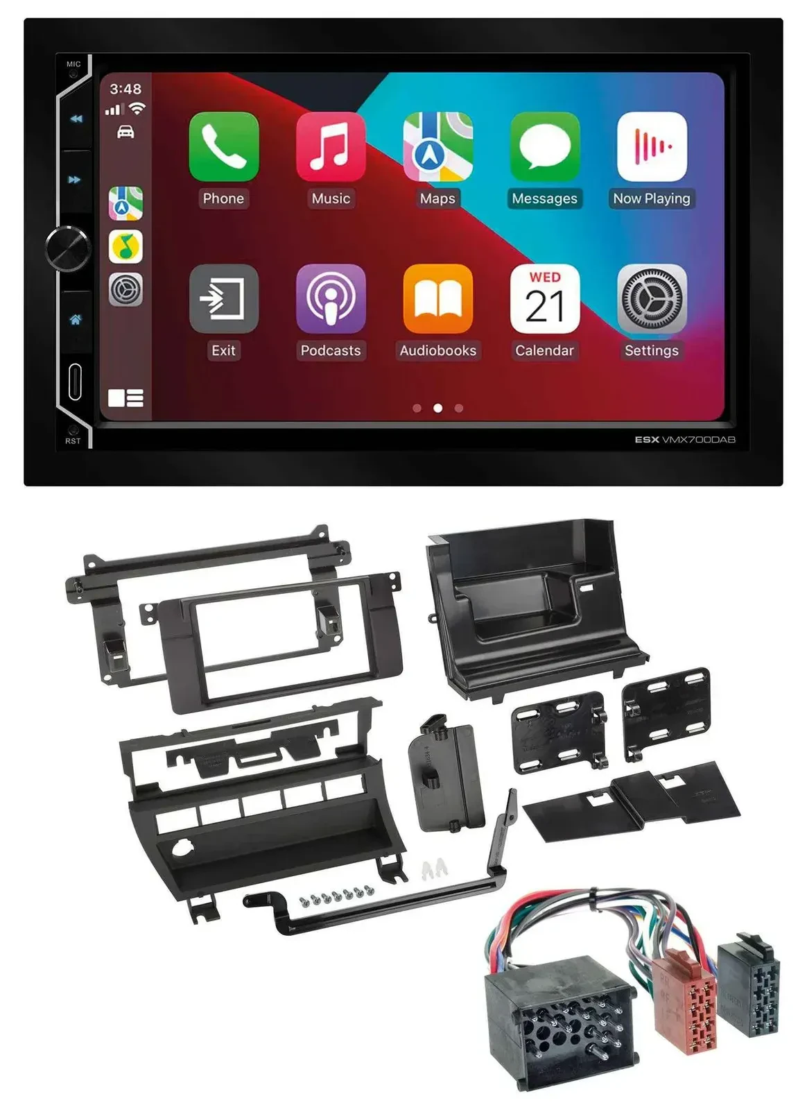 Автомагнитола ESX 2 DIN DAB USB MP3 Bluetooth для BMW 3 Series (1999–2001), 5 отверстий под кнопки