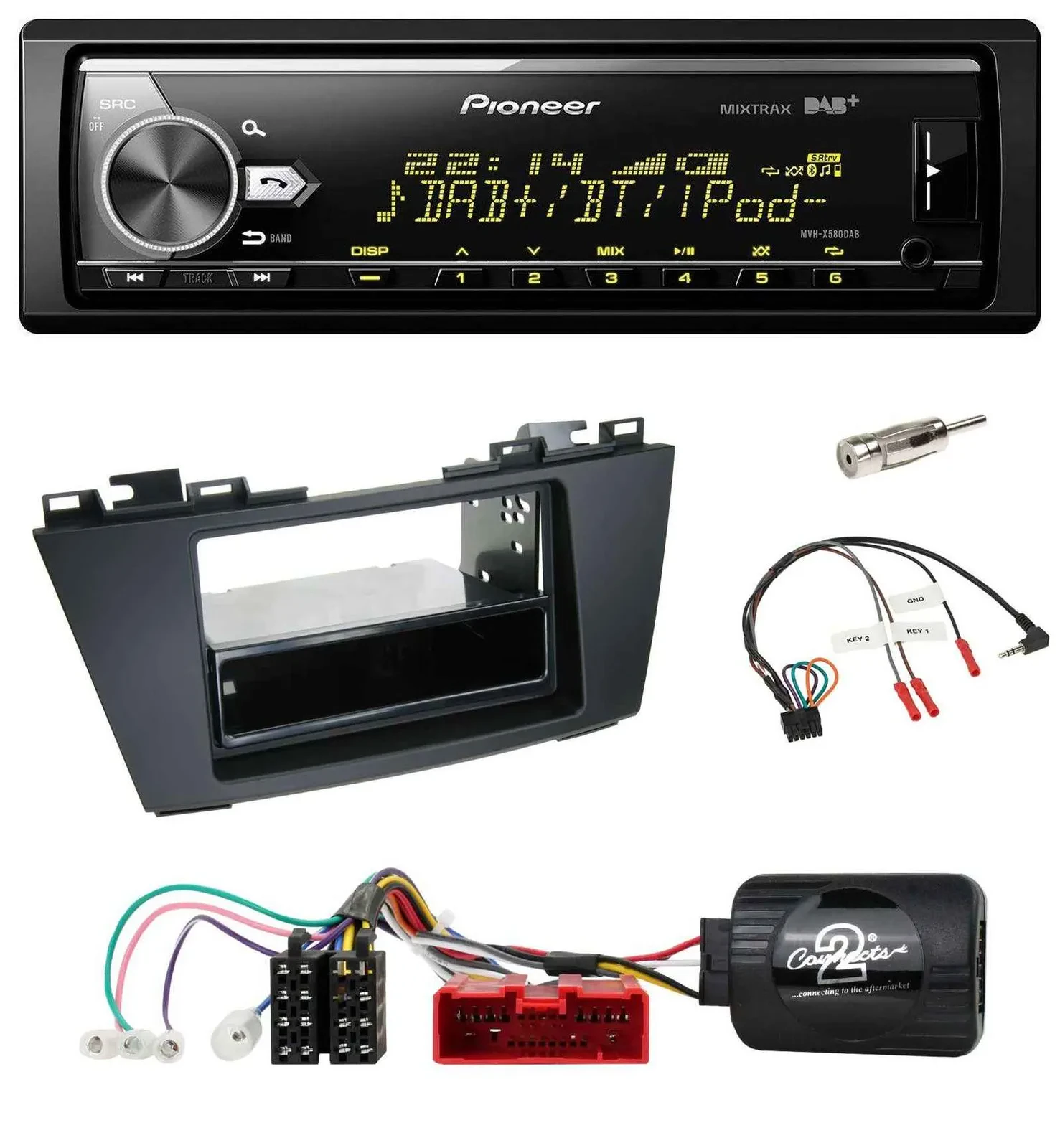 Pioneer Bluetooth USB DAB Lenkrad Autoradio für Mazda 5 (2010-2015)