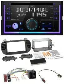 Автомагнитола для Fiat 500 (с 2012) JVC 2-DIN, DAB, Bluetooth, CD, USB, MP3