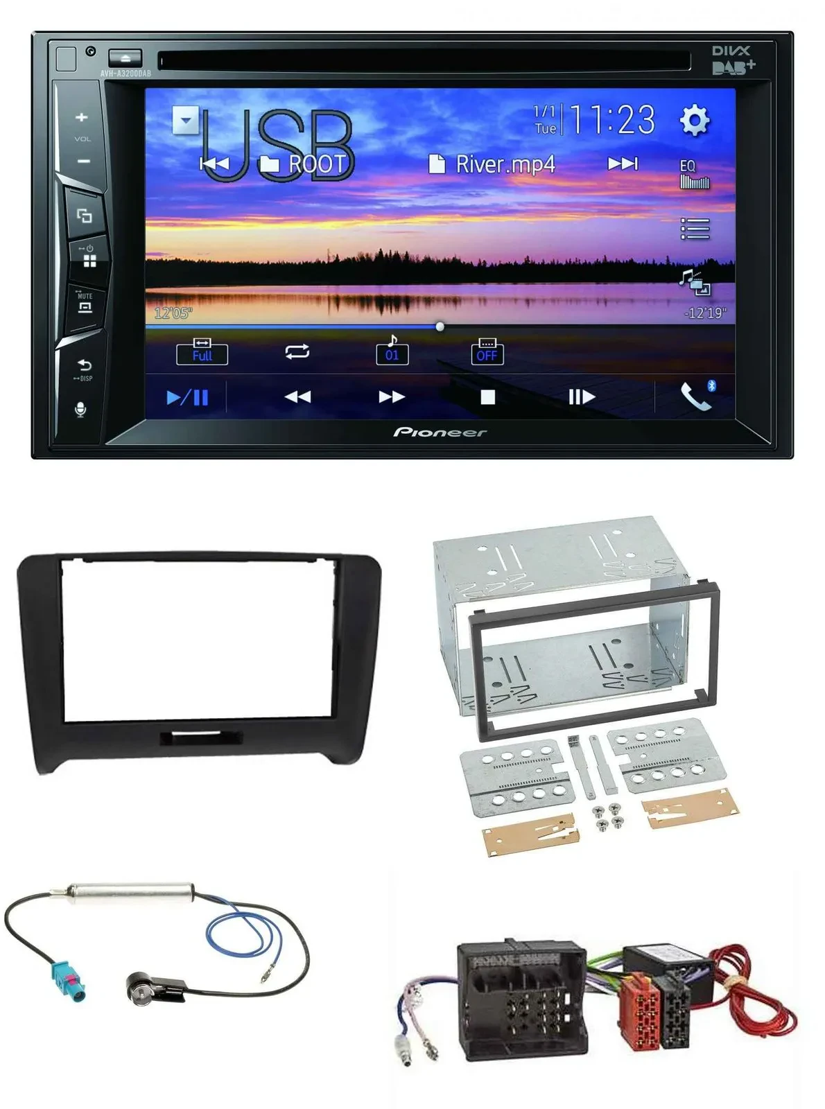 Pioneer Bluetooth 2DIN USB DVD DAB MP3 Autoradio für Audi TT 06-14 Aktivsystem Q