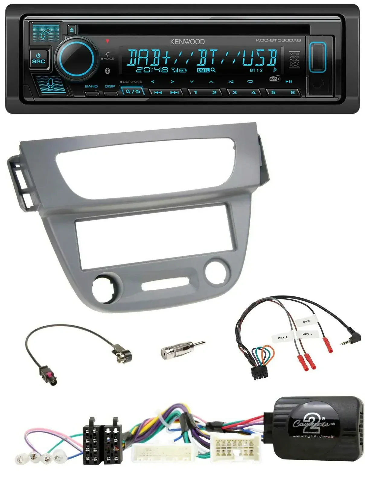 Автомагнитола Kenwood Bluetooth DAB CD USB для Renault Megane 3 (2012–2014) с поддержкой управления на руле