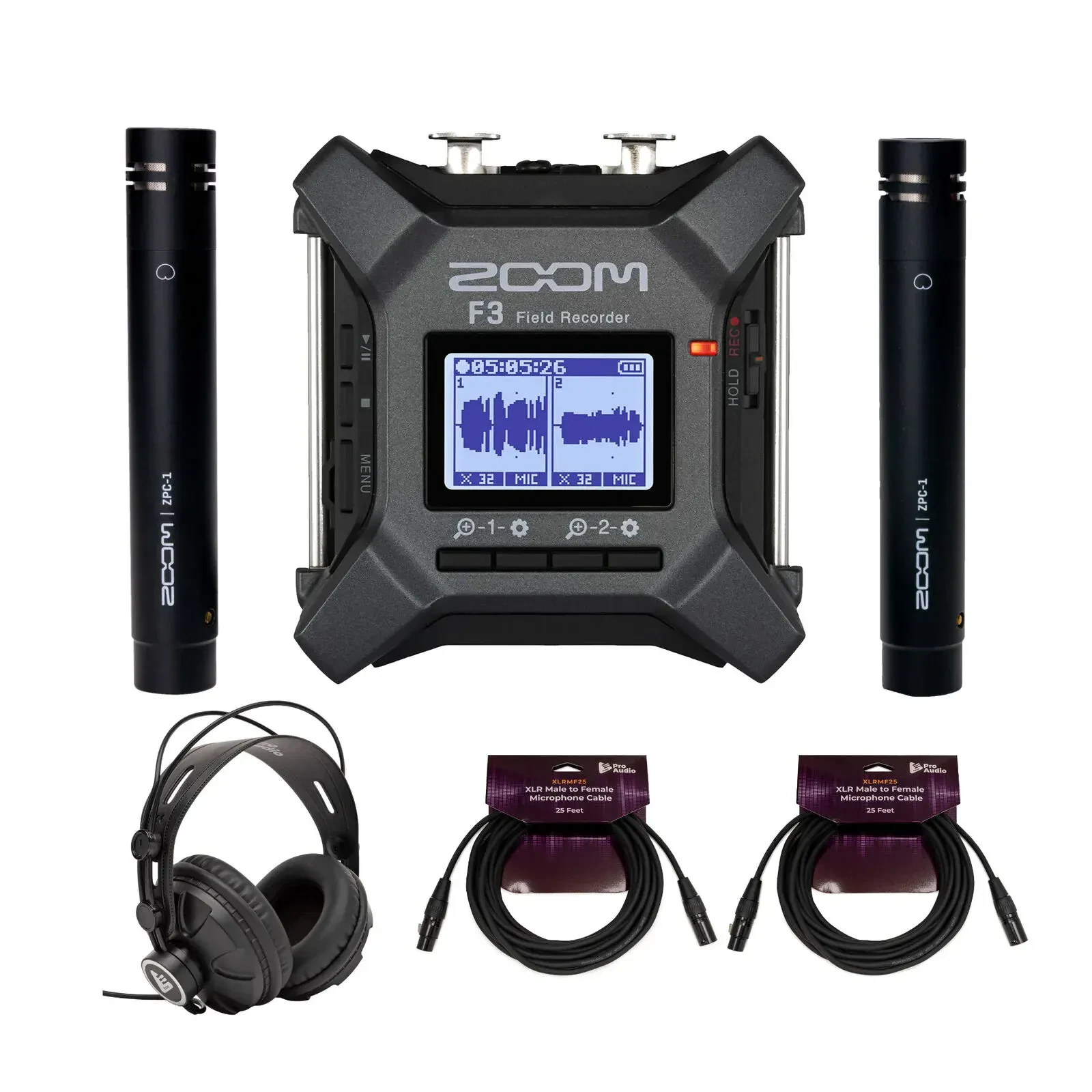 Zoom F3 MultiTrack Handheld Field Recorder with 32 Bit Float Technology Bundle