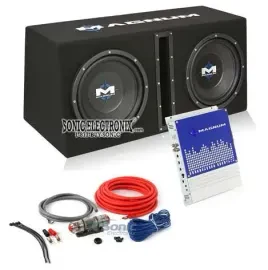 Magnum MB210SP 1200W 10" Loaded Sub Enclosure w/ Mono Amp + 8 Gauge Amp Kit