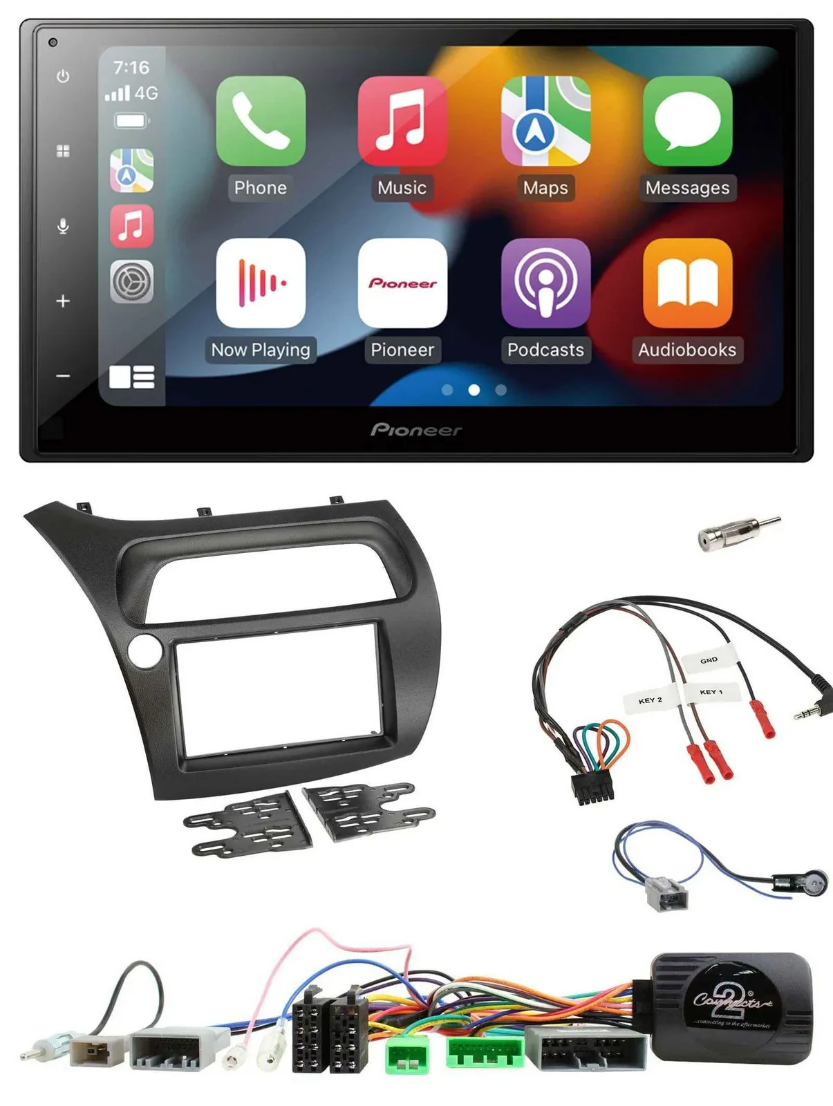 Pioneer DAB Bluetooth 2DIN USB Lenkrad Autoradio für Honda Civic 2006-2012