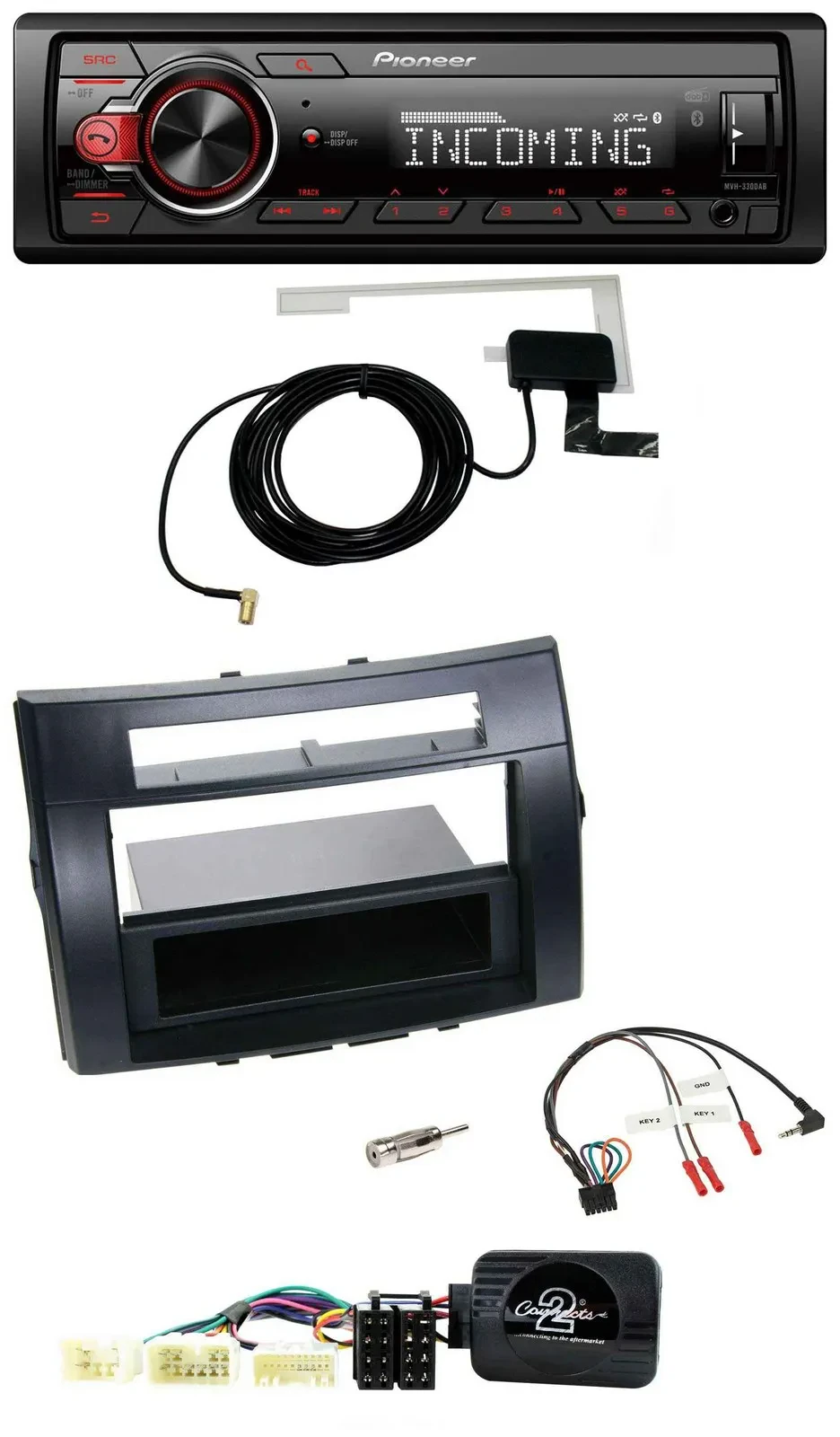 Pioneer USB Lenkrad DAB Bluetooth Autoradio für Toyota Corolla Verso 04-07 schwa