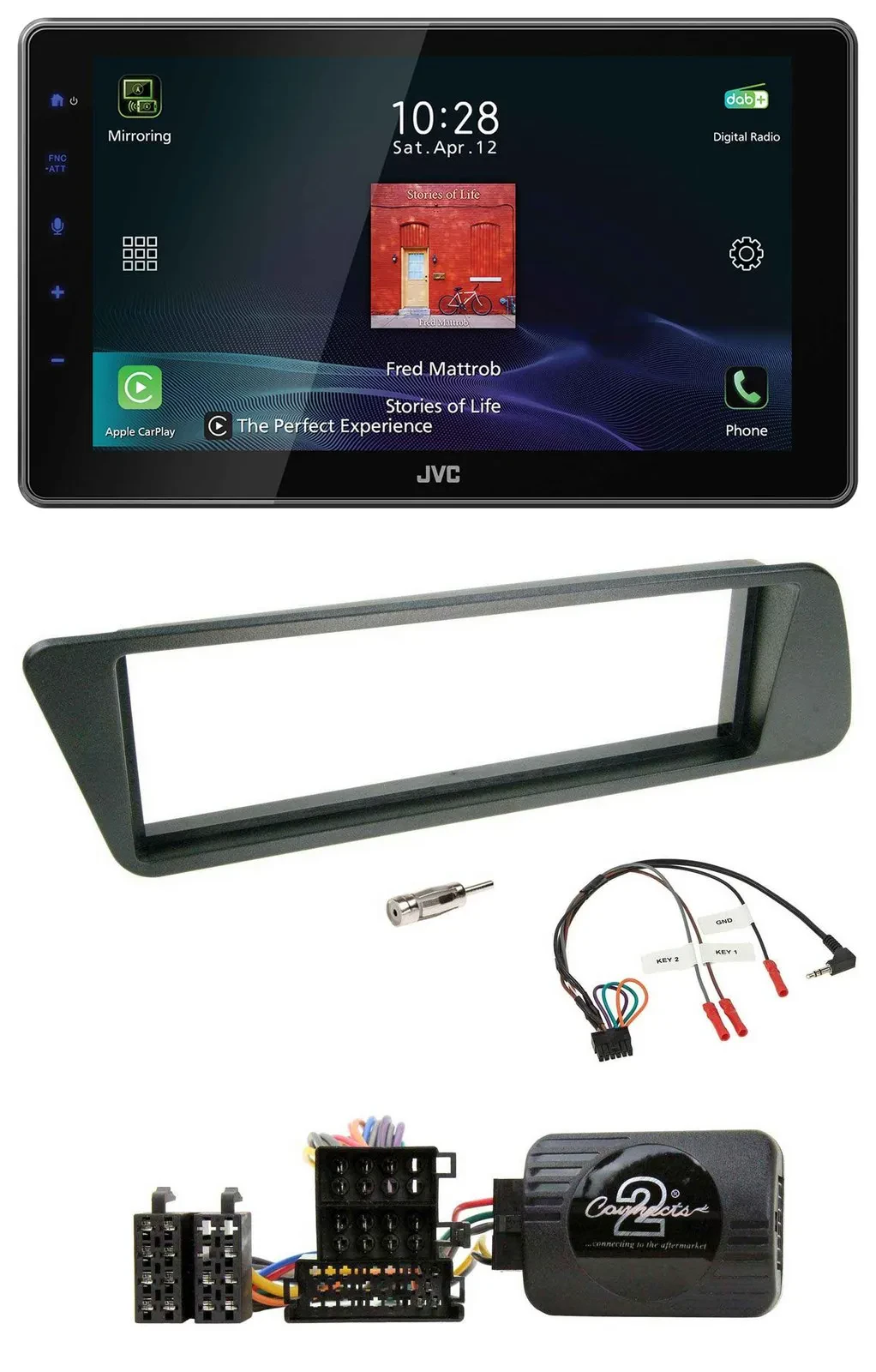 JVC DAB Lenkrad Bluetooth USB Autoradio für Peugeot 306 1998-2001