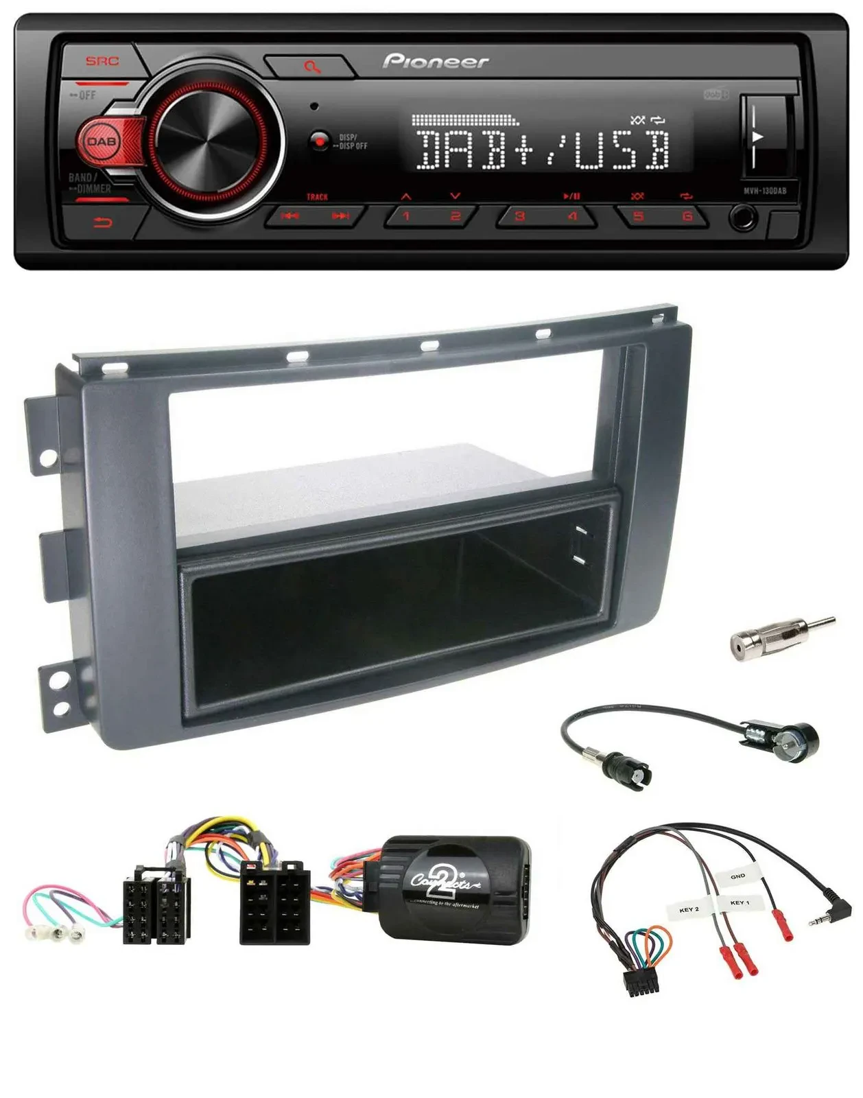 Pioneer MP3 1DIN DAB USB Lenkrad Autoradio für Smart ForFour 2004-2006 schwarz