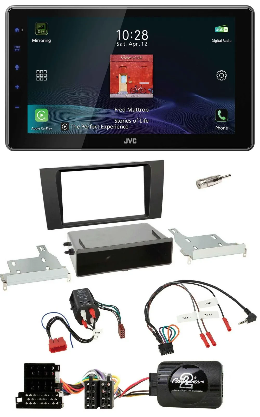 JVC DAB Lenkrad Bluetooth USB Autoradio für Audi A4 B5 1999-2001 BOSE Vollaktivs
