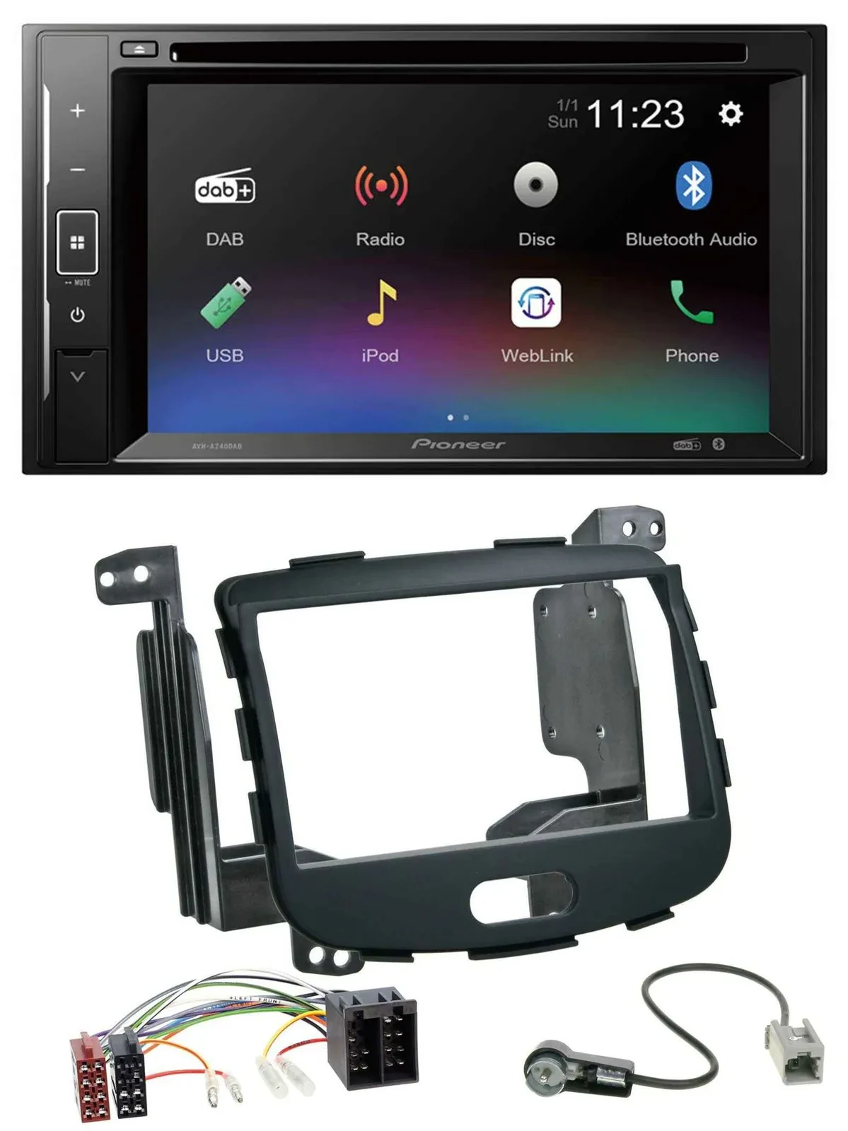 Pioneer Bluetooth MP3 USB 2DIN DAB DVD Autoradio für Hyundai i10 08-13 Rubber To