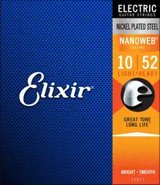 Струны для электрогитары Elixir 12077 NanoWeb Light Heavy 10-52