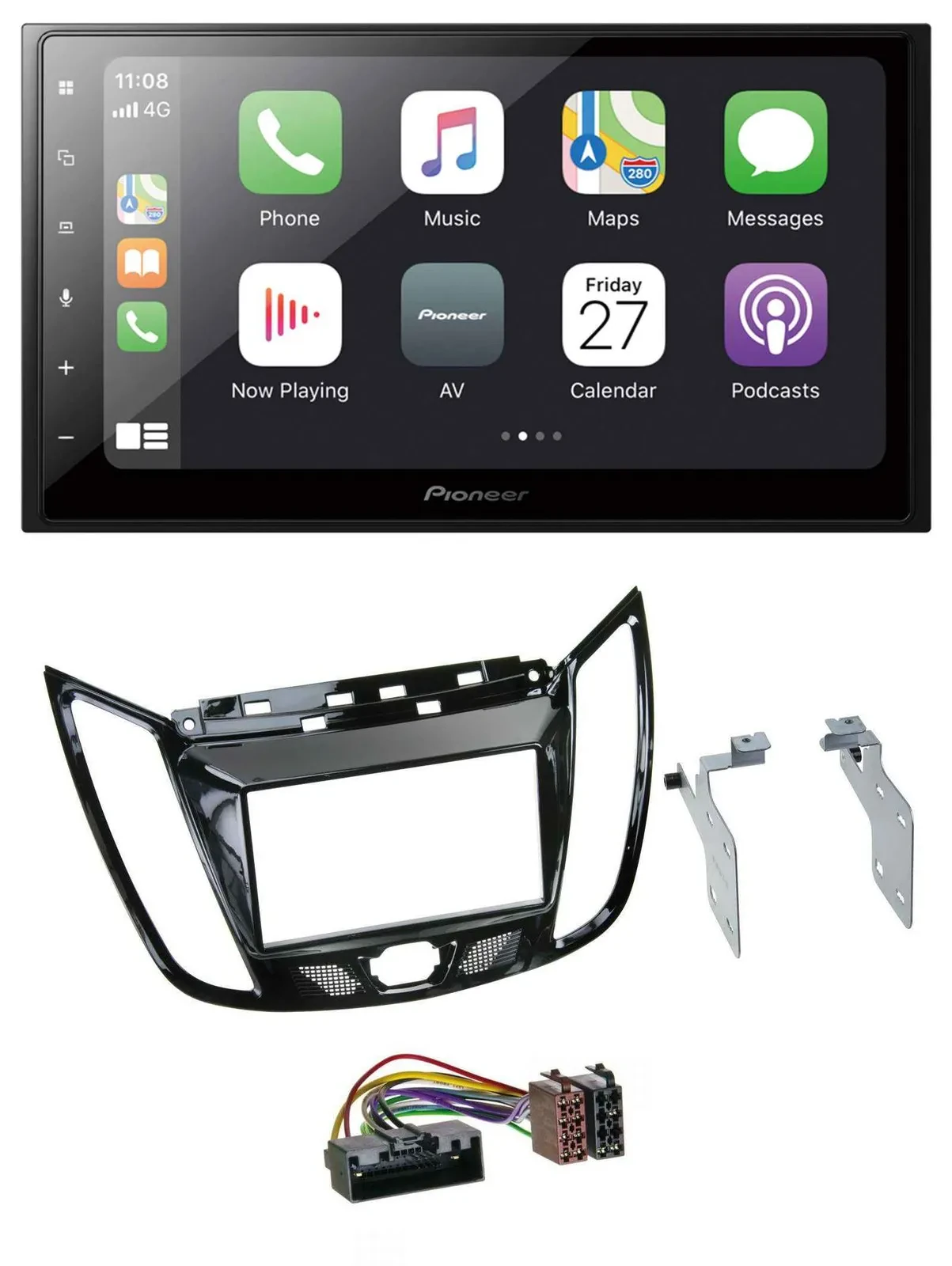 Автомагнитола для Ford C‑Max/Kuga Pioneer 2DIN, MP3, Bluetooth, DAB, USB, черная (рояльный лак)