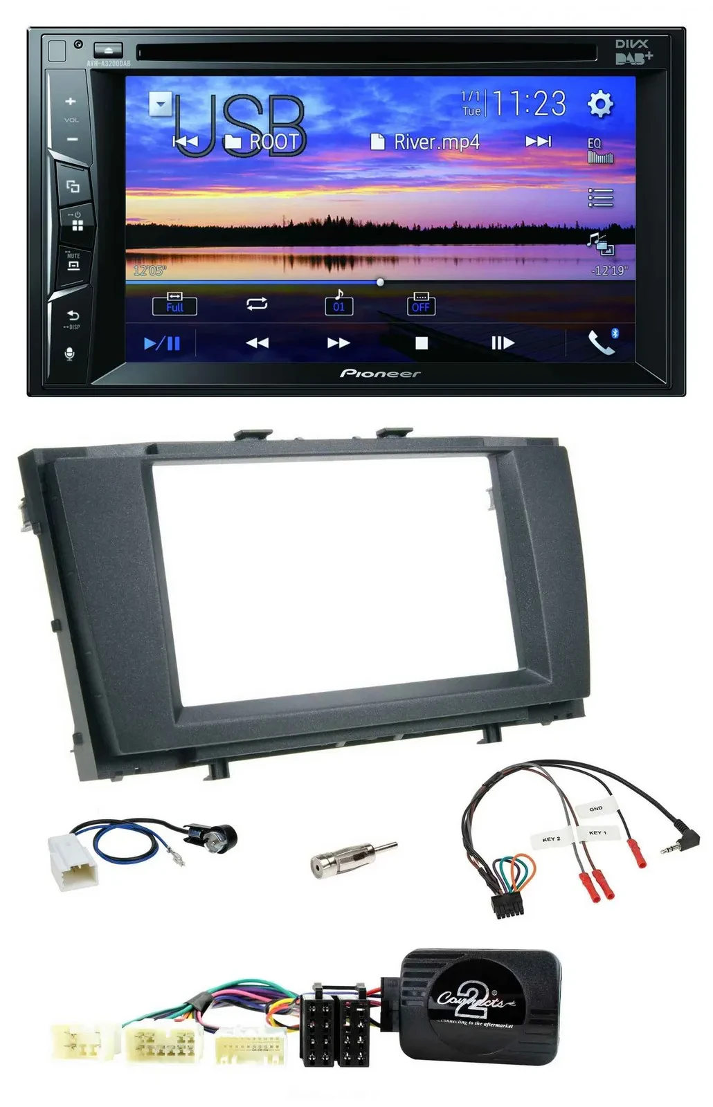 Pioneer Bluetooth 2DIN USB DVD DAB Lenkrad Autoradio für Toyota Avensis 2009-201