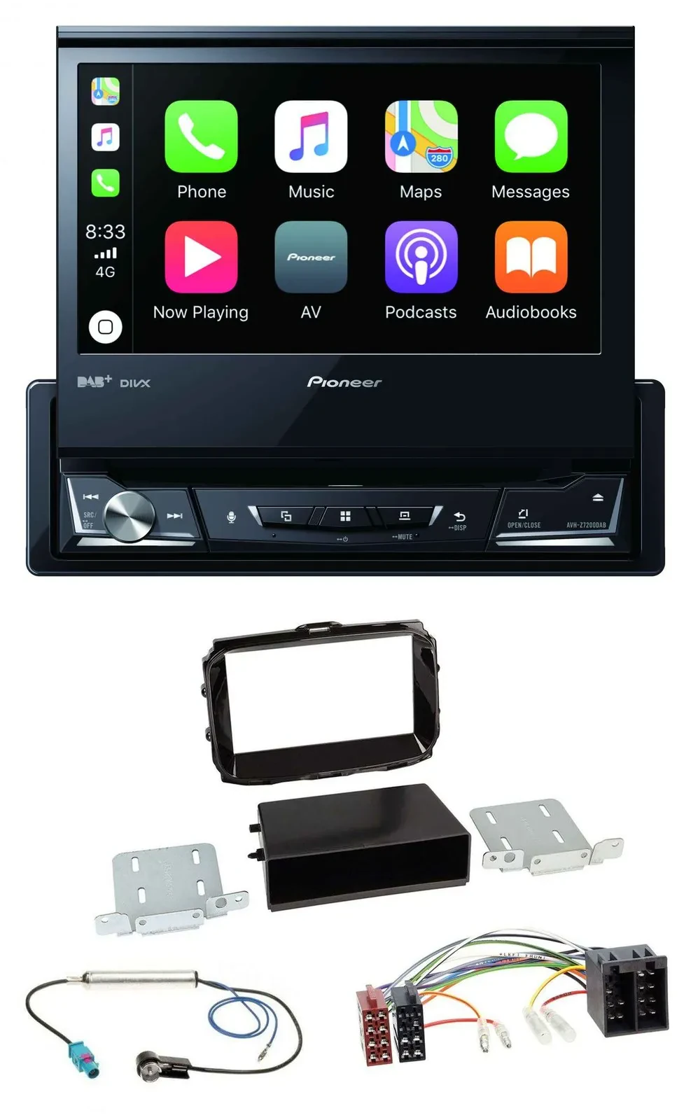 Автомагнитола для Alfa Romeo Giulietta Pioneer DVD, Bluetooth, DAB, USB, MP3, ISO, черный глянец