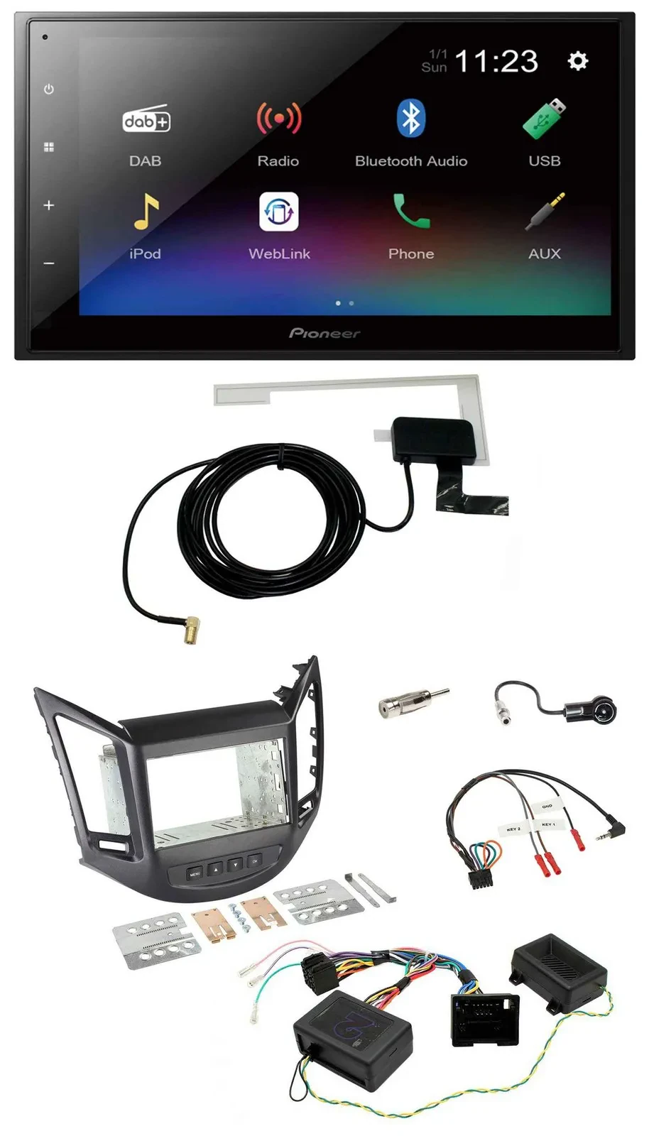 Pioneer DAB Lenkrad Bluetooth 2DIN USB Autoradio für Chevrolet Orlando 2011-2018