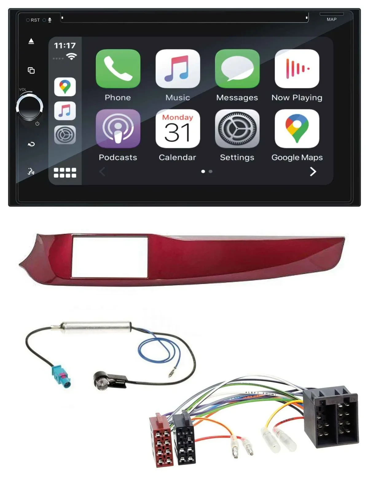 Blaupunkt 2DIN Bluetooth DAB USB DVD MP3 Autoradio für Alfa Giulietta 10-13 rot