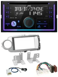 Автомагнитола для Toyota Yaris 2011–2014 JVC 2DIN DAB Bluetooth CD USB MP3, серебристая
