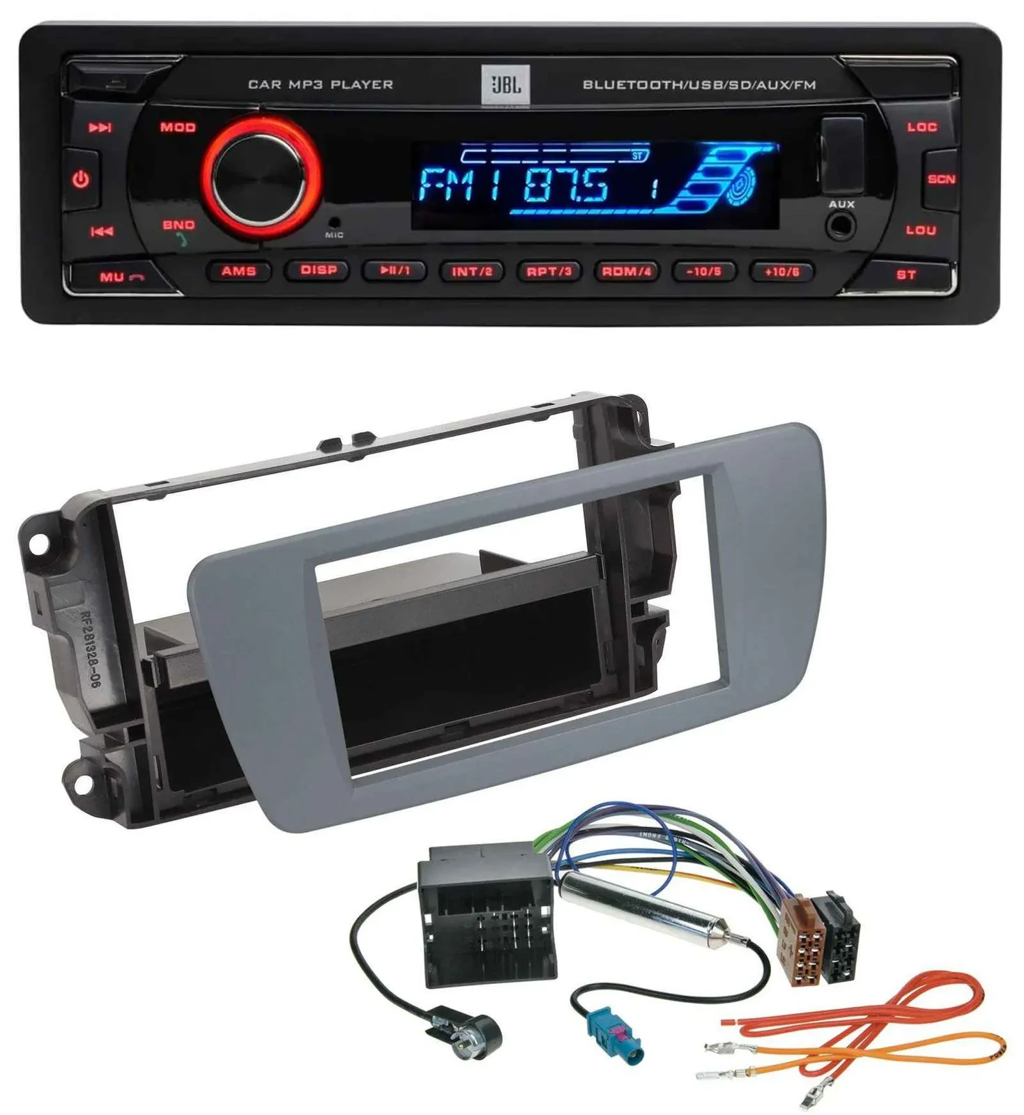 JBL AUX MP3 USB Bluetooth SD Autoradio für Seat Ibiza (ab 08) conemaragrau