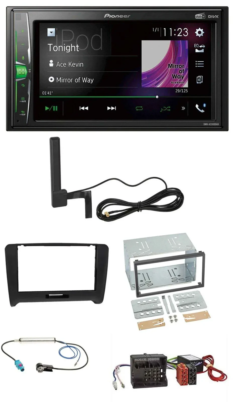 Автомагнитола для Audi TT (2006–2014) Pioneer 2DIN, MP3, DAB, AUX, Bluetooth