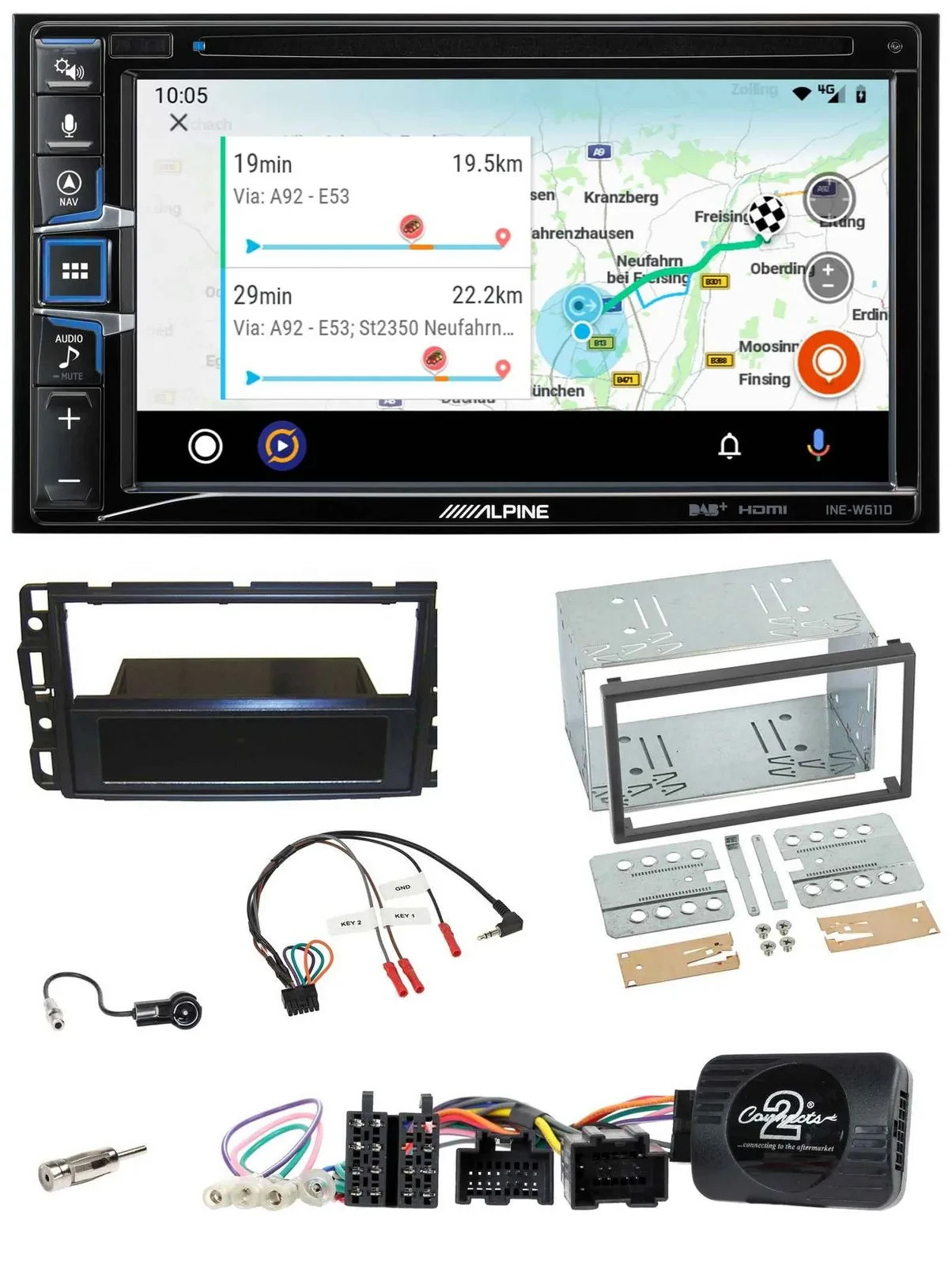 Автомагнитола Alpine 2DIN Bluetooth USB DAB навигация для Cadillac BLS (с 2006) поддержка кнопок на руле TMC