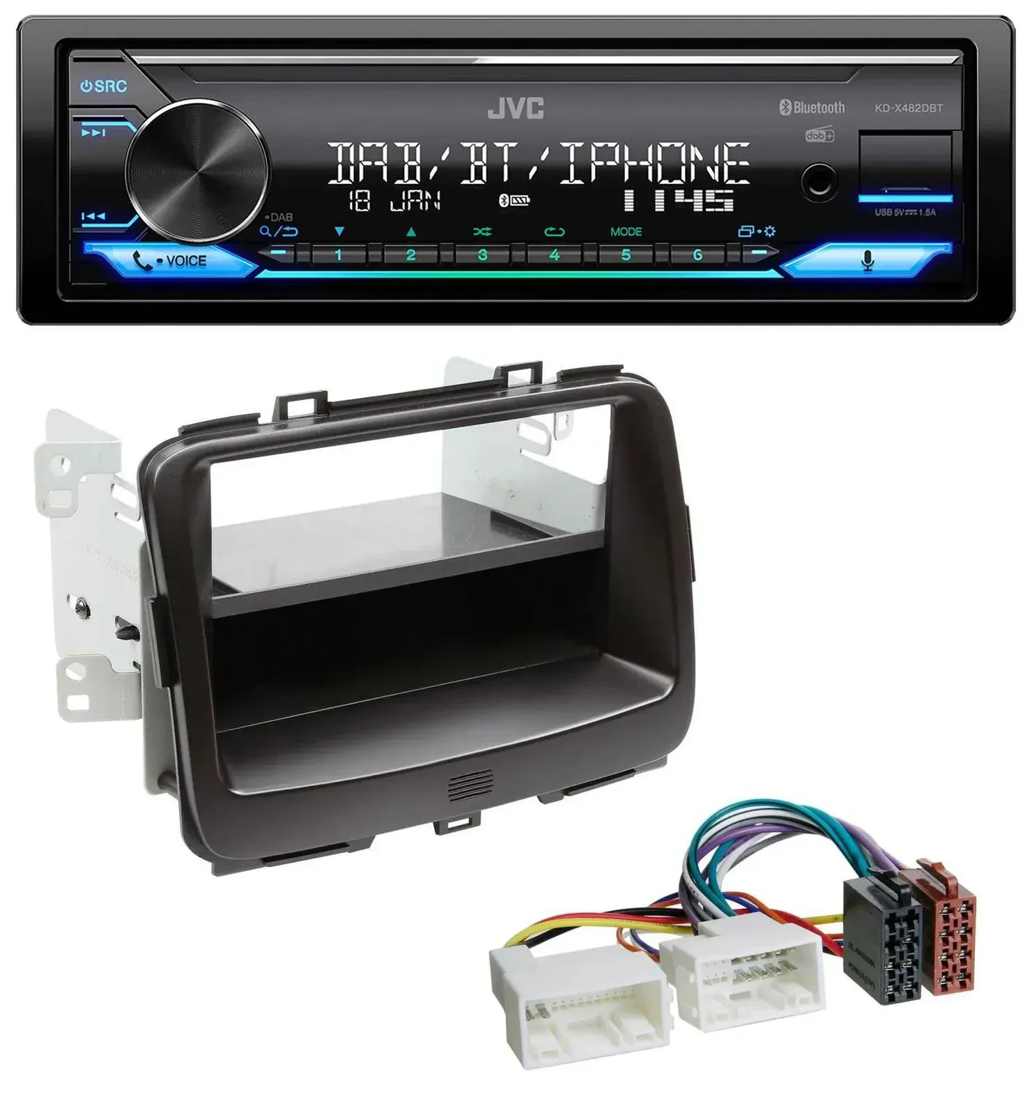 Автомагнитола JVC Bluetooth DAB USB MP3 для Kia Carens 4 (RP, с 2013)
