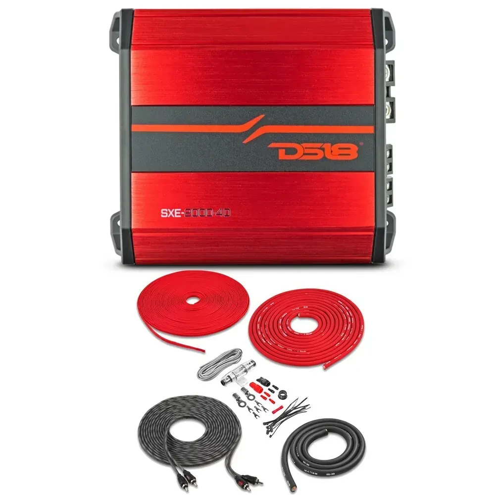 Усилитель мощности для автомобиля DS18 SXE-2000.4D/BK Class D, 4‑канальный (набор), черный