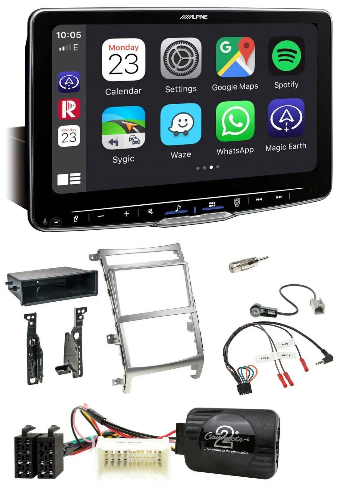 Alpine Bluetooth Lenkrad USB DAB Autoradio für Hyundai IX55 2009-2012 silber