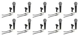 (10) Samson R21S Dynamic Handheld Microphones+Mic Clips+Cables+3.5mm adapters
