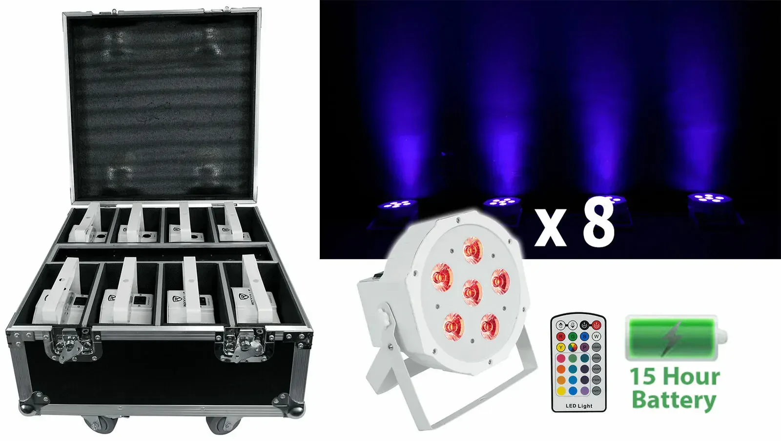 Комплект светового оборудования Rockville BATTERY PAR PACK 6RF WHITE