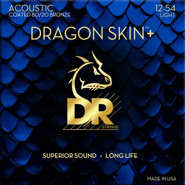 Струны для акустической гитары DR Strings DA8-12 Dragon Skin+ Coated 80/20 Bronze 12-54