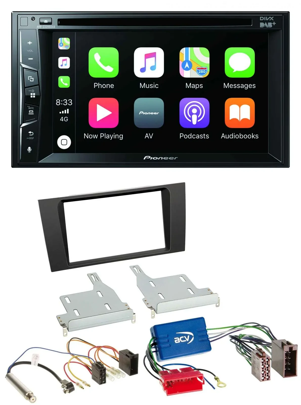 Автомагнитола Pioneer 2 DIN MP3 USB DVD Bluetooth DAB для Audi A4 (1999–2001) B5