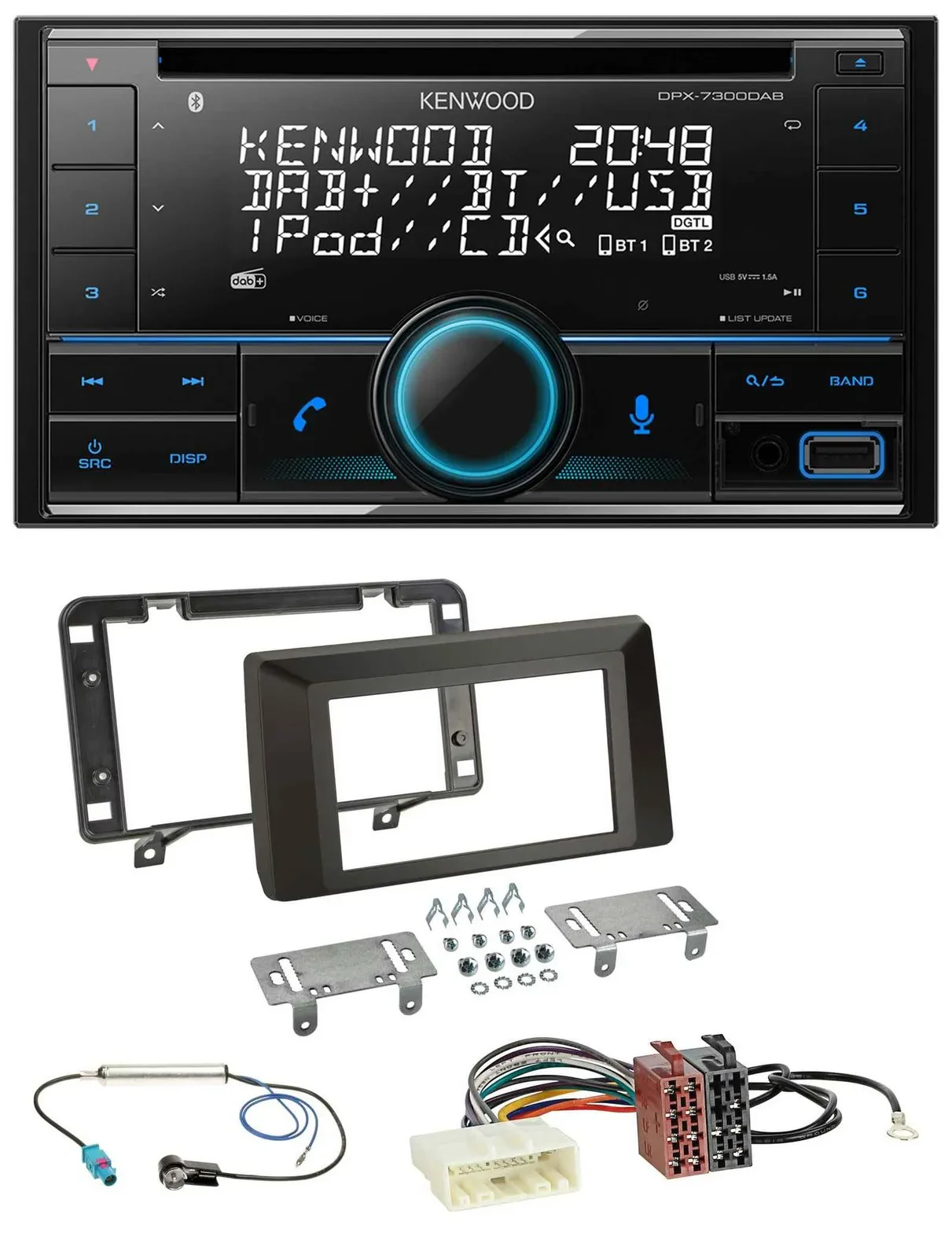 Автомагнитола Kenwood 2DIN, CD, DAB, USB, MP3, Bluetooth для Dacia Duster (с 2021)