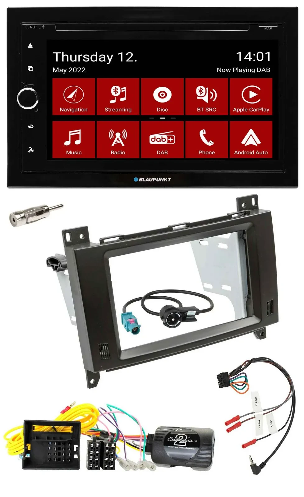 Blaupunkt 2DIN Lenkrad Bluetooth USB TMC DAB Navigation für Mercedes Vito W447 A