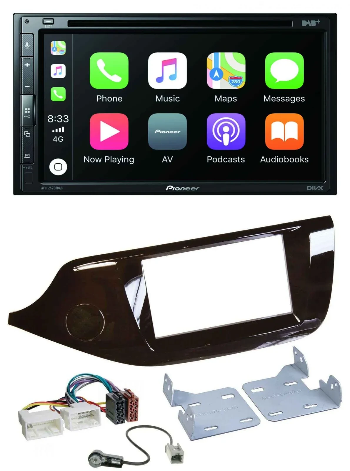 Pioneer DVD 2DIN MP3 DAB Bluetooth USB Autoradio für Kia Ceed ab 12 glänzend