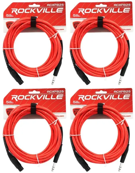 Коммутационный кабель Rockville RCXFB25R Red 7.6 м (4 штуки)