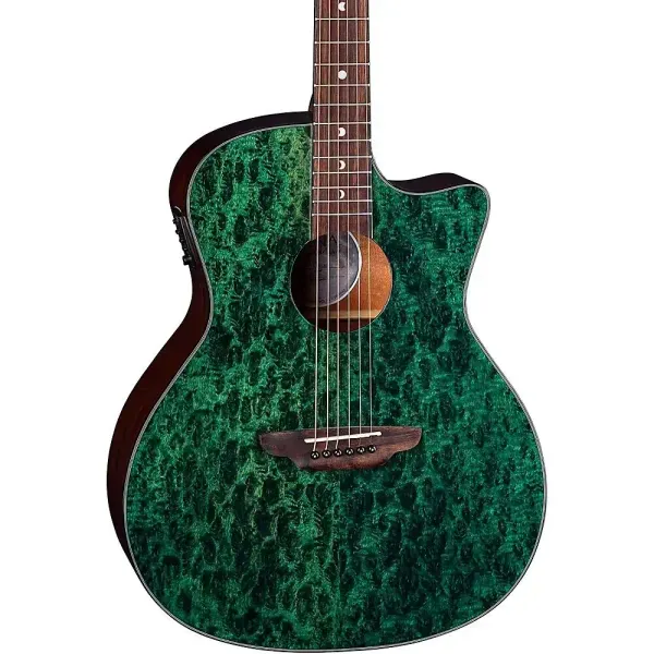 Luna Gypsy Eucalyptus Grand Concert Acoustic-Electric Guitar Trans Teal