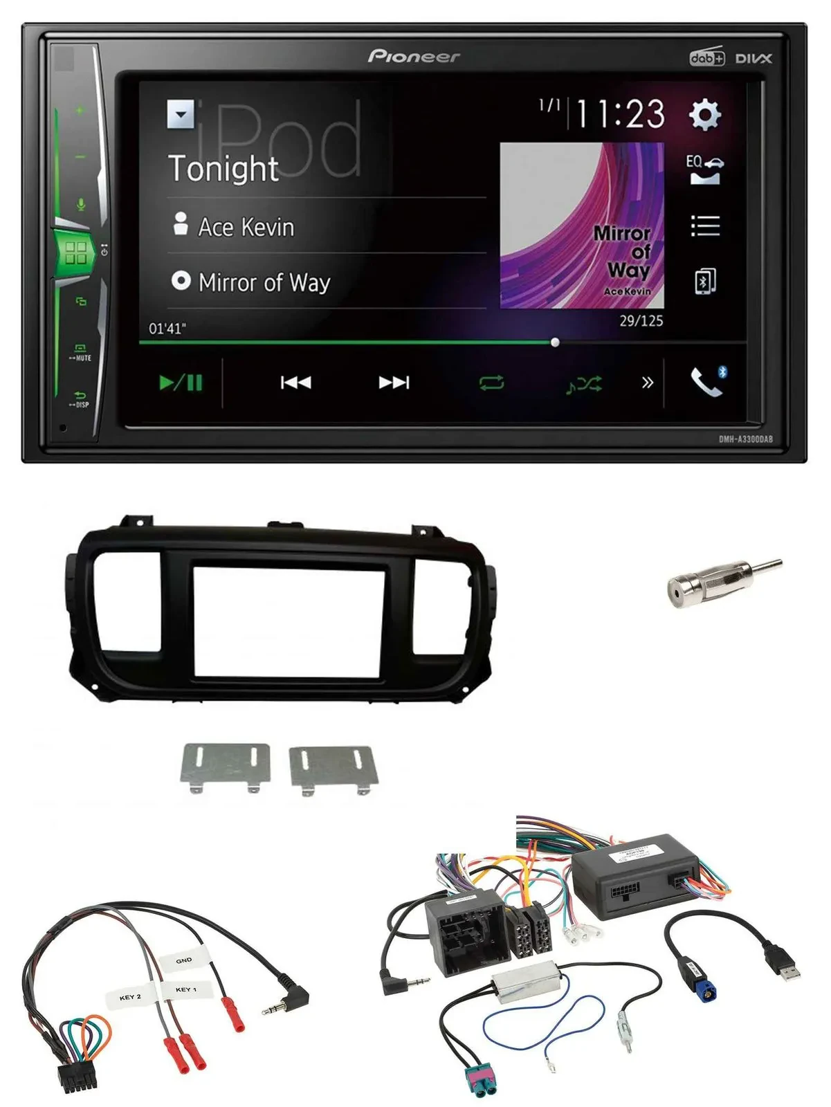 Pioneer 2DIN Lenkrad DAB USB Bluetooth Autoradio für Citroen Jumpy Spacetourer P