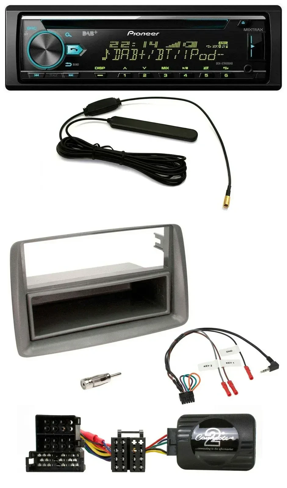 Автомагнитола для Alfa Romeo GT/147 Pioneer CD/MP3, DAB, USB, серебристая, с поддержкой кнопок на руле