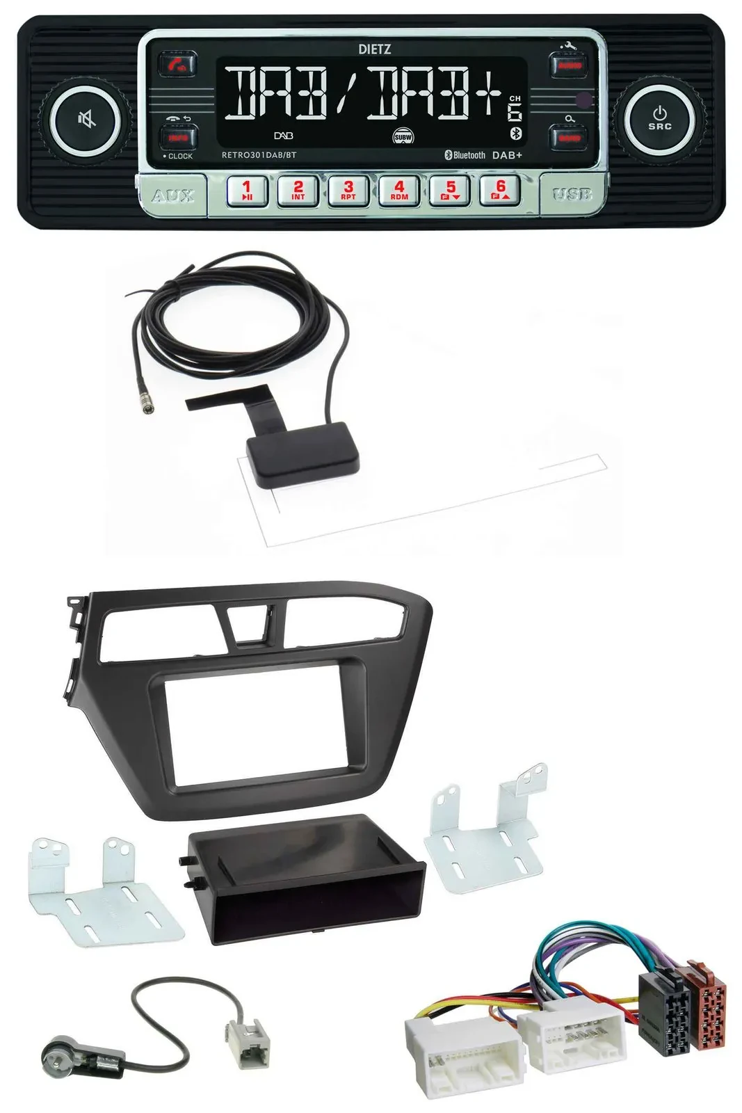 Dietz DAB Bluetooth USB MP3 Autoradio für Hyundai i20 (2014-2020)