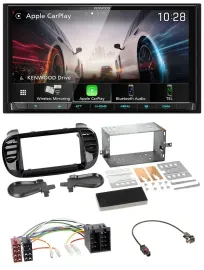 Kenwood MP3 2DIN USB DAB Bluetooth Autoradio für Fiat 500 ab 12 ISO schwarz