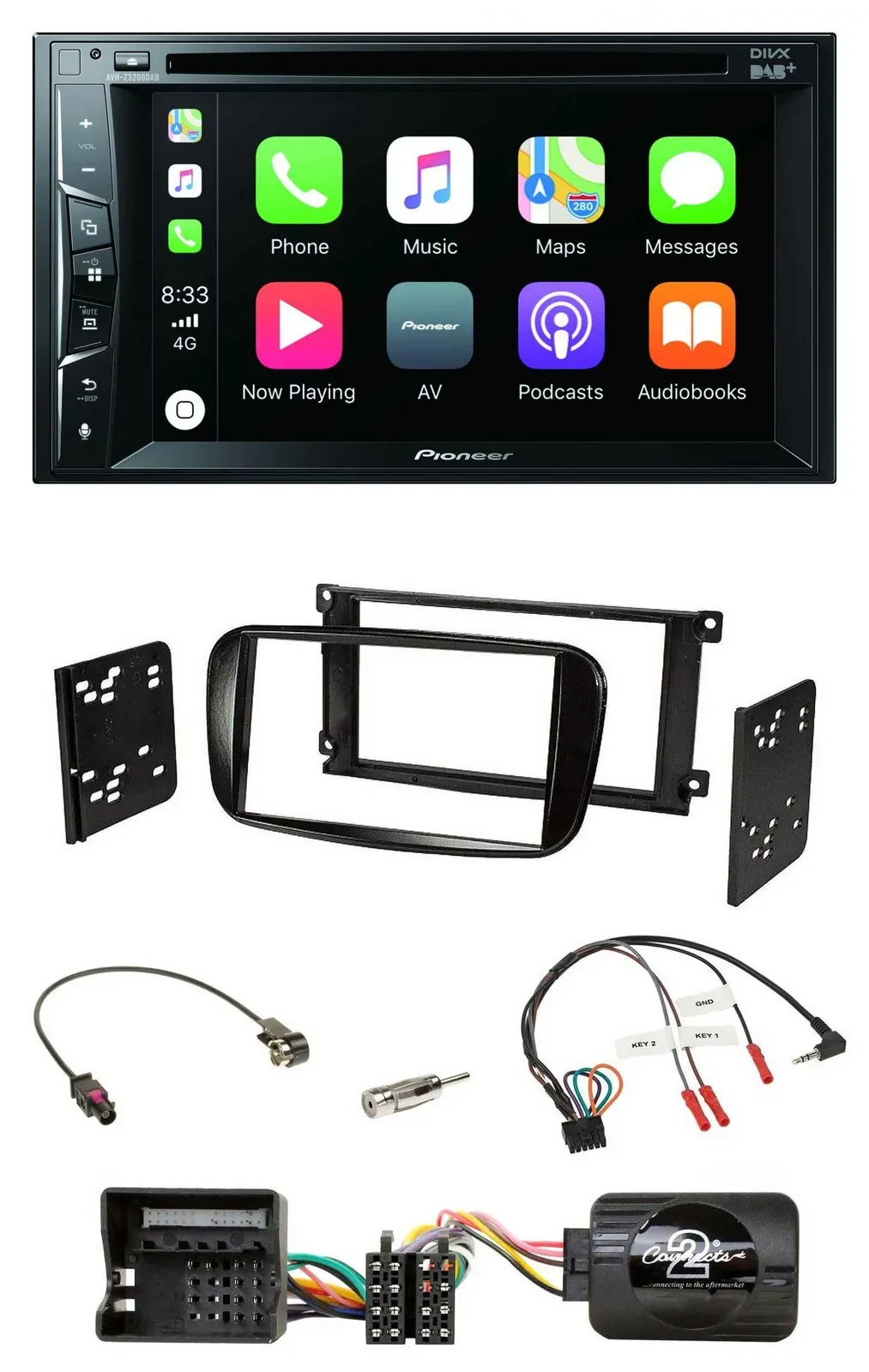 Pioneer Lenkrad USB DVD Bluetooth DAB 2DIN Autoradio für Ford Mondeo 07-14 S-Max
