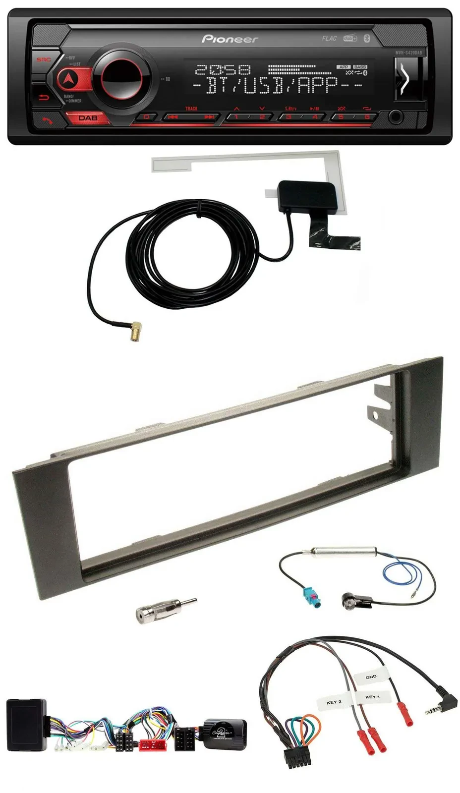 Pioneer DAB USB Lenkrad Bluetooth Autoradio für Audi A3 03-06 vollaktiv